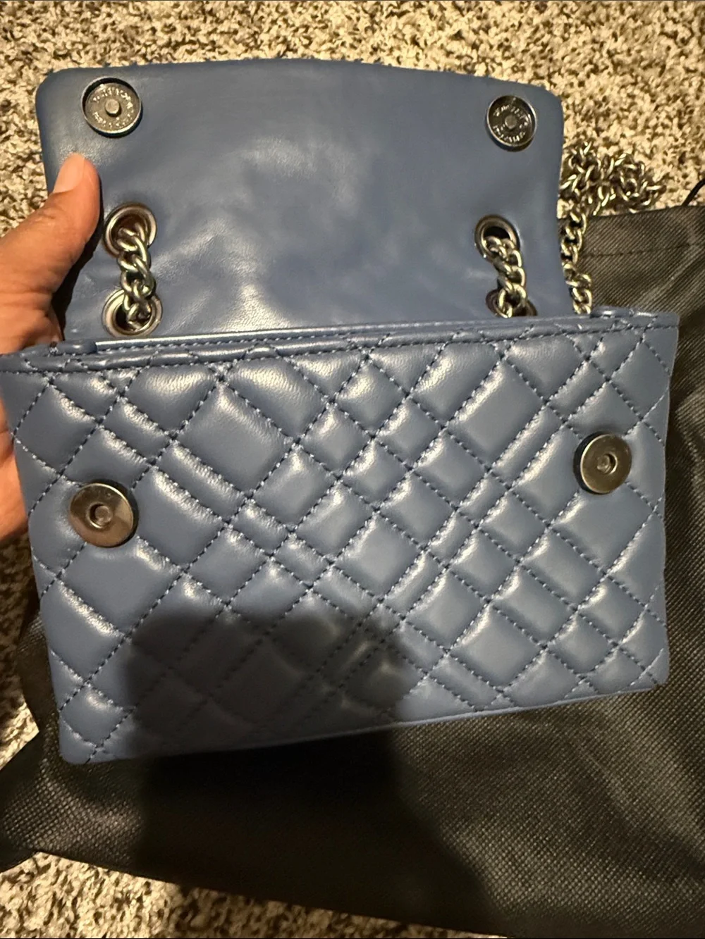 Kurt Geiger Periwinkle Quilted Leather Shoulder Bag with Padlock - Picture 7 of 8